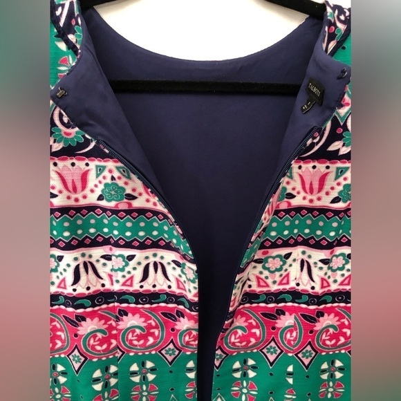 Talbots Sleeveless Shift Dress Green Pink Size 8 - Picture 8 of 16